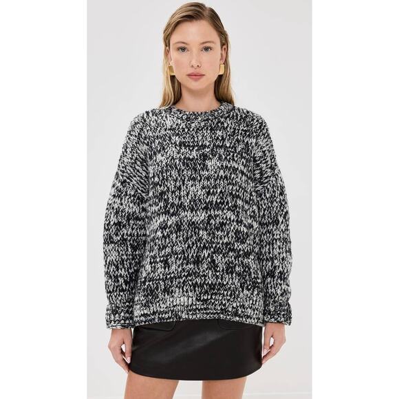 Anine Bing Sydney Crewneck Sweater in Black and White M - Picture 1 of 5